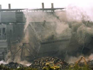 One of the boilers from 'B' station collapsing after explosive 
charges were detonated in 2000.